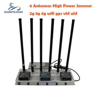 93w UHF LTE высокомощный сигнальный джаммер 2G 3G 4G Wi-Fi GPS 6 каналов